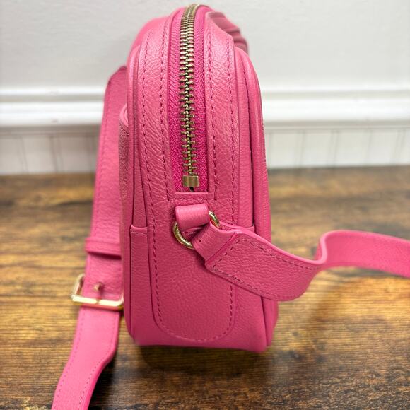 Talbots Crossbody Bag Purse Pink Pebbled Leather Small Spring Summer Classic - Picture 10 of 13